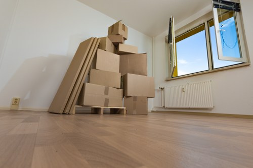 Storage boxes and organized moving supplies for Stockwell removals