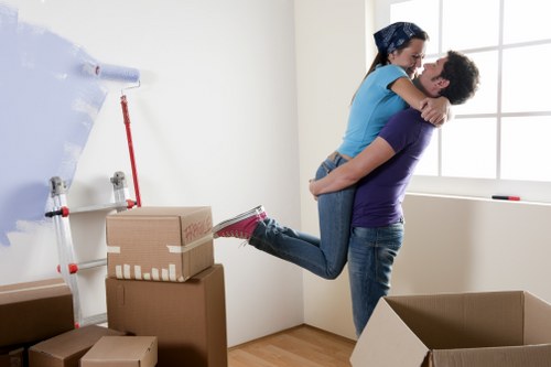 Packed moving boxes ready for house removals in Stockwell