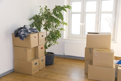 Packed moving boxes ready for a Stockwell house relocation