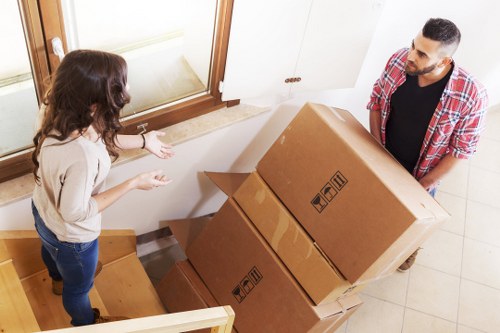 Packed boxes and furniture ready for local removals in Stockwell