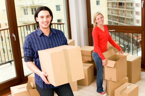 Professional removal van service handling furniture in Stockwell