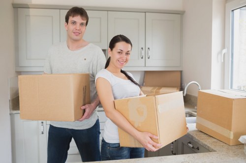 Household boxes and furniture prepared for a Stockwell move